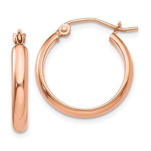 2.8mm x 18mm Polished 14k Rose Gold Half Round Tube Hoop Earrings